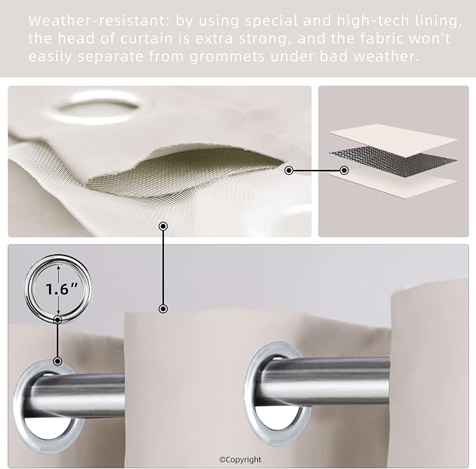 Waterproof Outdoor Curtain W105 x L84 - Image 3