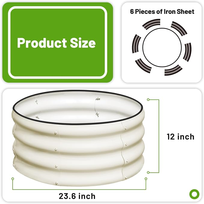 SnugNiture 3 Pcs 2x2x1ft Round Galvanized Raised Garden Bed Kit Outdoor - Image 3