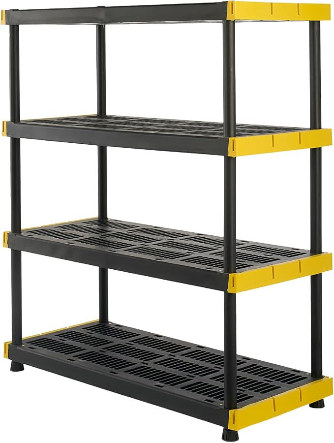 CX Black & Yellow, 4-Tier Heavy Duty Plastic Storage Shelves that Support up to by BLACKYELLOW