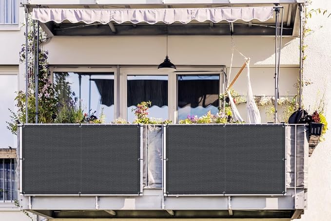 LOVE STORY 3'x10' Dark Grey Balcony Privacy Screen Fence Cover UV Protection - Image 6