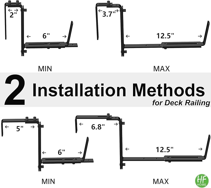 HFHOME 4PCS Adjustable Planter Window Box Planters Hanging Flower Box Holders - Image 3