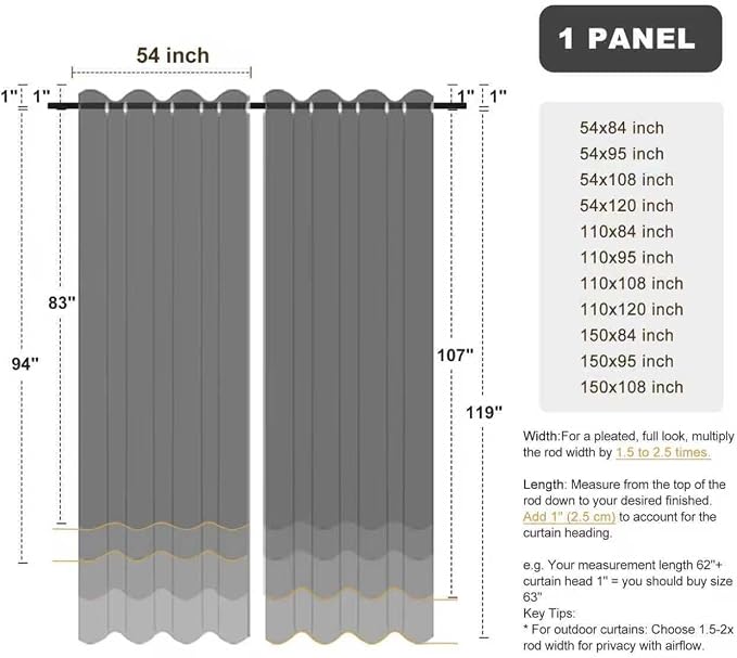 BONZER Outdoor Curtains for Patio Water Resistant Heavy Privacy Light Filtering - Image 9