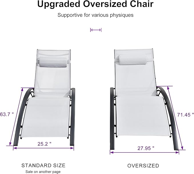 PURPLE LEAF Patio Oversized Chaise Lounge Chair Set - Image 2