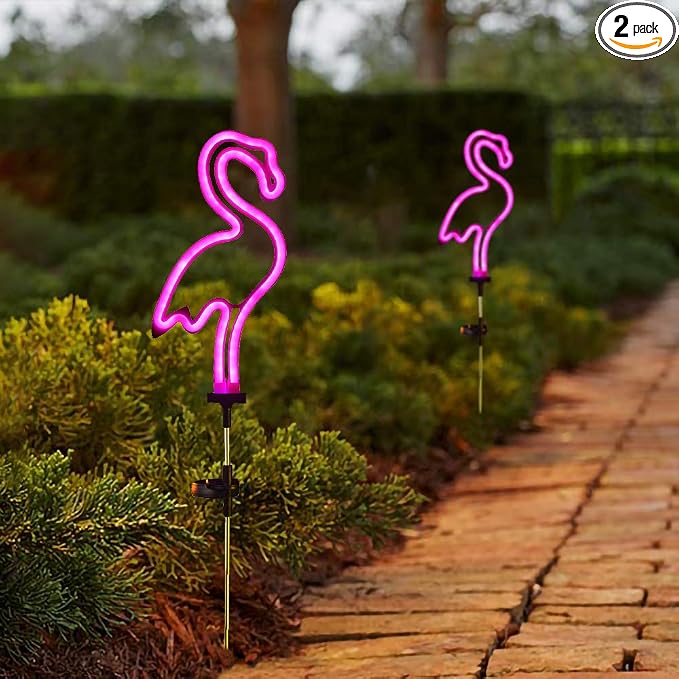Flamingo Solar Garden Stake Lights, Outdoor Solar Pathway Light by Vinsption
