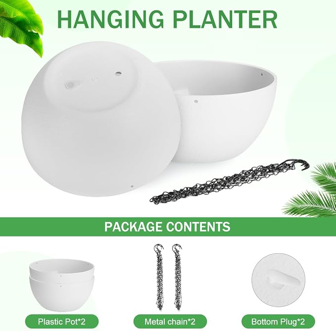 12 inch Hanging Planters for Indoor Plants, 2 Pack Planters for Outdoor Plants - Image 4