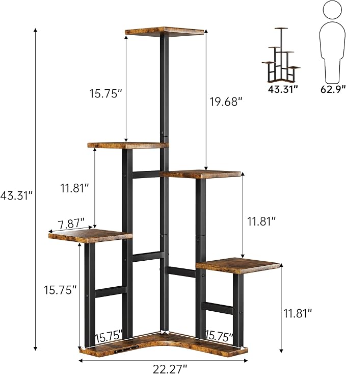 Corner Plant Stand Indoor, 6 Tiered Corner Plant Shelf Flower Stand - Image 3