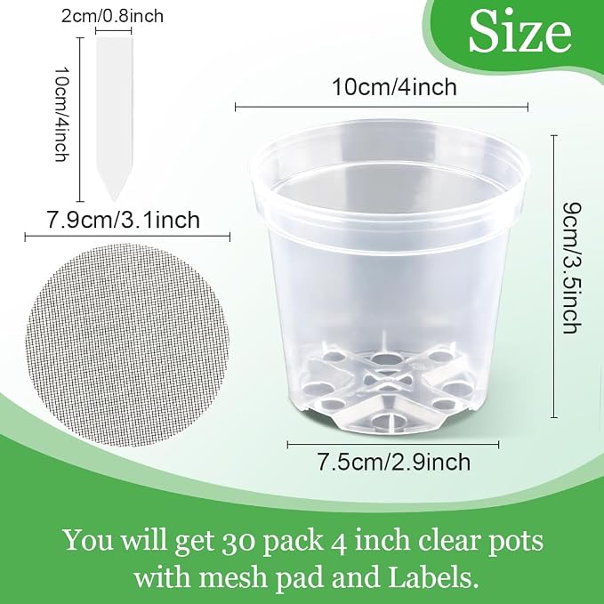 4 Inch Clear Nursery Pots for Plants, Plastic Plant Pot - Image 2