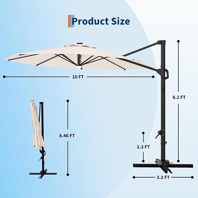 Garvee 10 ft Cantilever Patio Umbrella - Image 2