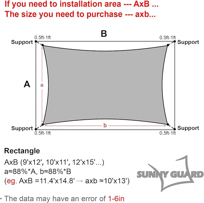 SUNNY GUARD Custom Size 10'x16' Sand Sun Shade Sail Rectangle UV Block Shade - Image 2