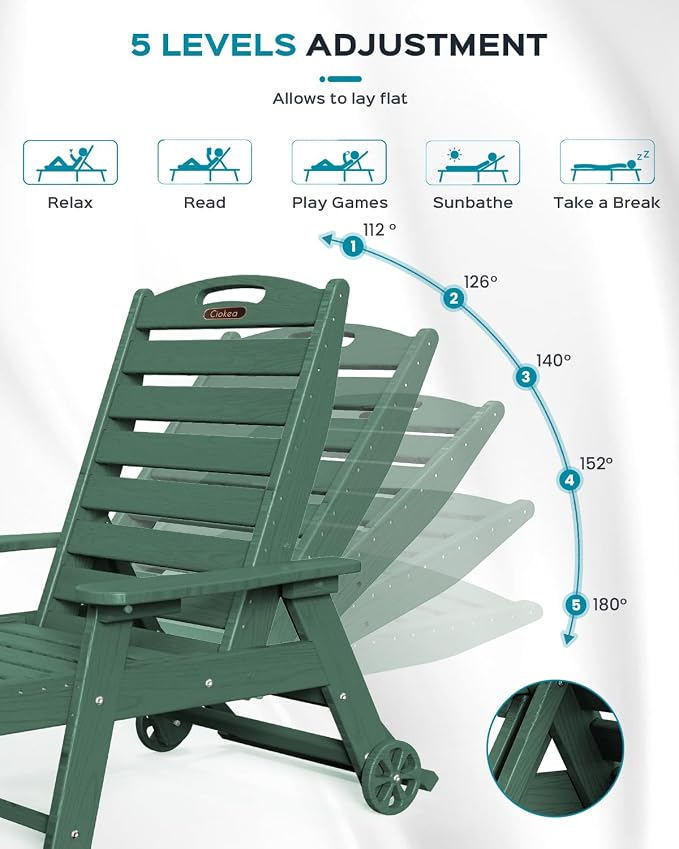 Outdoor Lounge Chair Set of 4, All Weather Patio Chaise Lounge Chair - Image 4