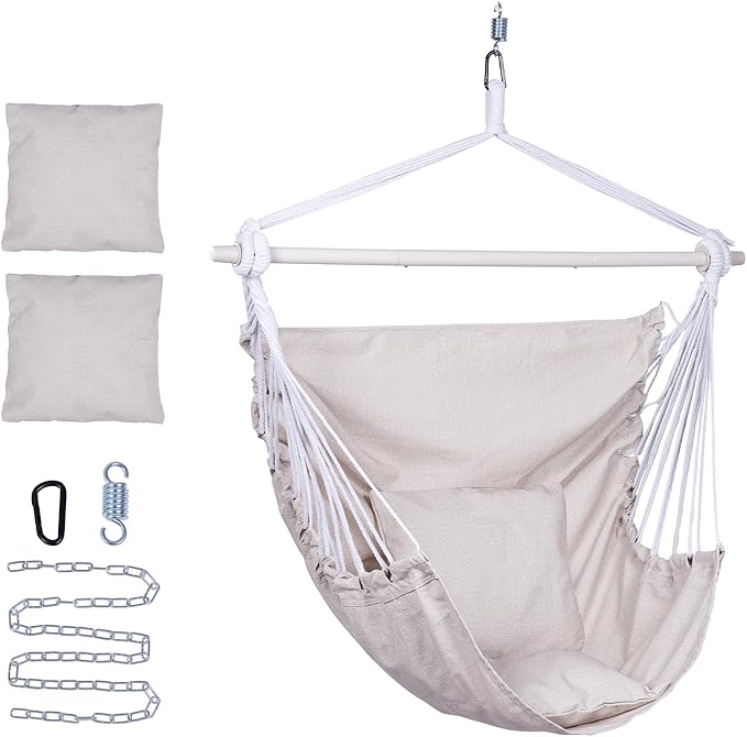 Backyard Expressions Hammock Chair Hanging Rope Swing Chair, 2 Pillows by BackyardExpressions