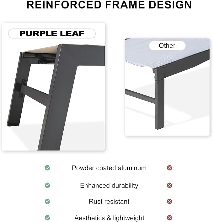 PURPLE LEAF Outdoor Patio Chaise Lounge Set of 2 Aluminum Lounge Chair - Image 4