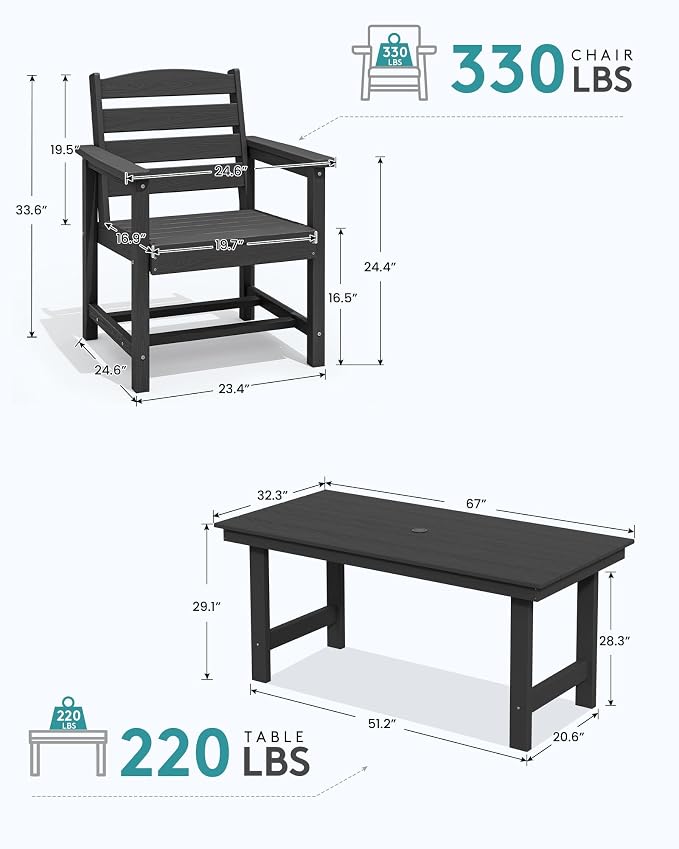 SERWALL 6-Person Outdoor Dining Table - Image 3