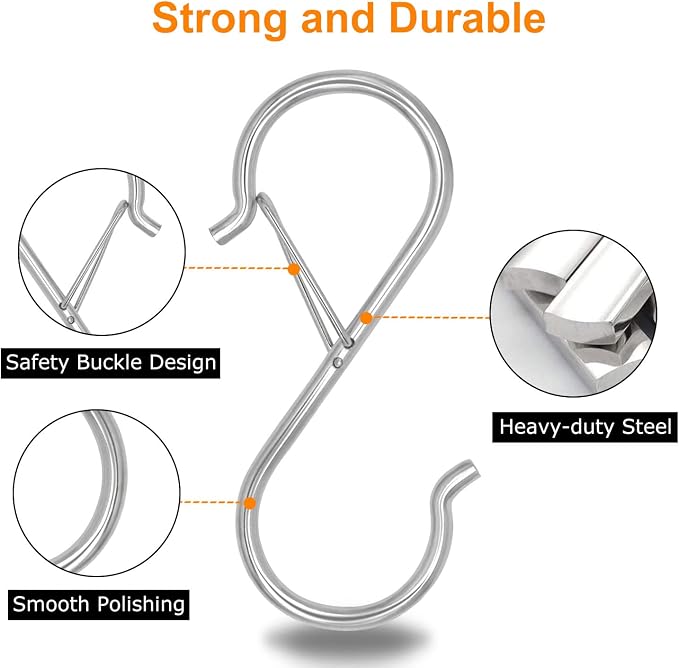 48 Pack S Hooks for Hanging, 3.5 inch Heavy Duty Metal S Hooks - Image 3
