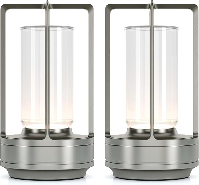 Portable Metal Table Lamp for Indoor/Outdoor, Rechargeable Cordless LED Lamp by HAPYGILightings