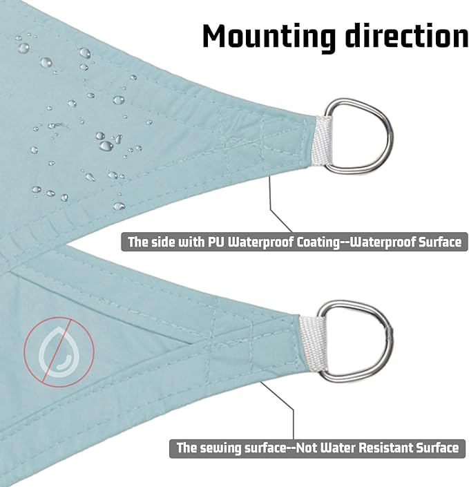 LOVE STORY Waterproof 10' x 10' x 14' Triangle Sky Blue Sun Shade Sail Cannoy - Image 3