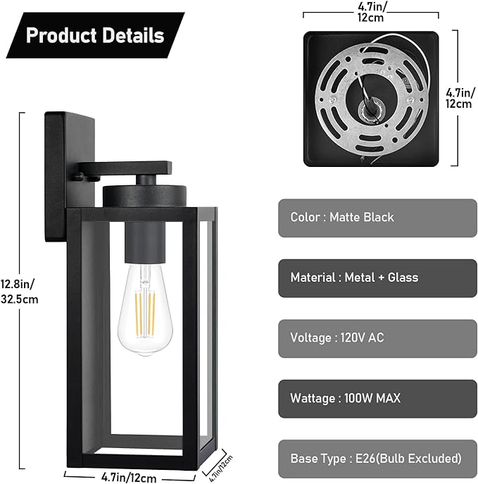 Outdoor Wall Light Fixtures, Exterior Waterproof Wall Lanterns, Porch Sconces - Image 7