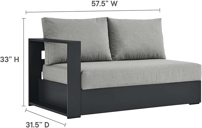 Modway Tahoe Modular Aluminum 2-Piece Outdoor Patio Furniture Gray, - Image 2