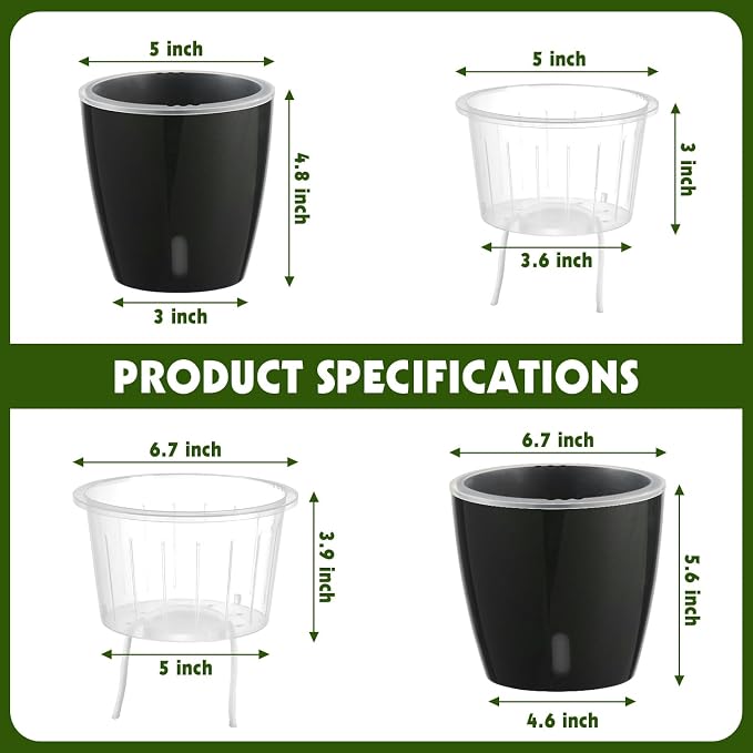 Self Watering Pots for Indoor Plants, Small African Violet Pots - Image 3