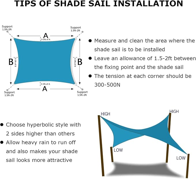 KANAGAWA 23'X24' Turquoise Mix Custom Size Sun Shade Sail Rectangle UV Block - Image 6