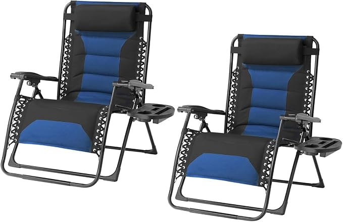 Zero Gravity Chair Set of 2 Oversized Folding Recliner, Padded Anti Gravity by Unknown
