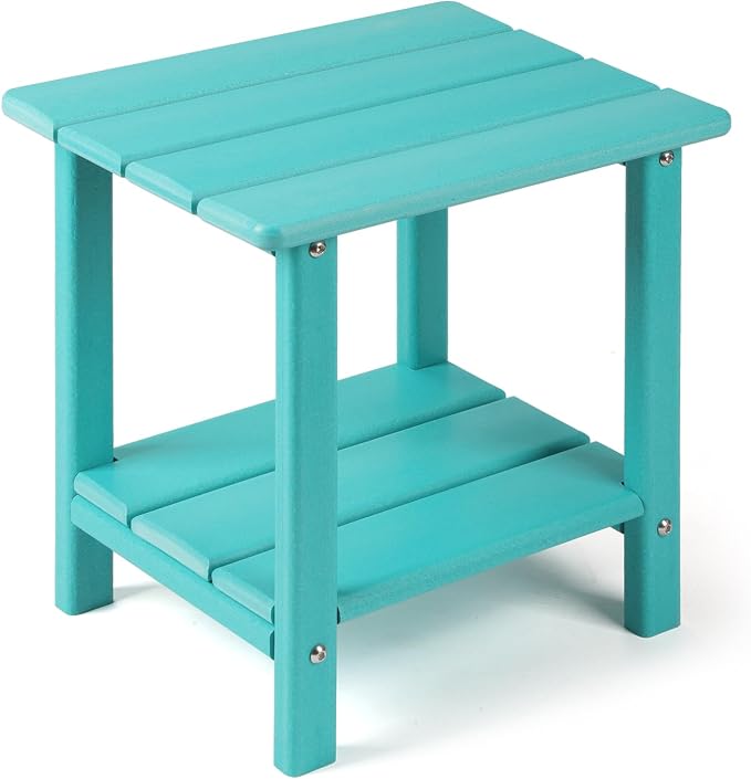 Adirondack Outdoor Side Table, 2-Tier Sturdy Patio End Table Weather Resistant by Apolimi