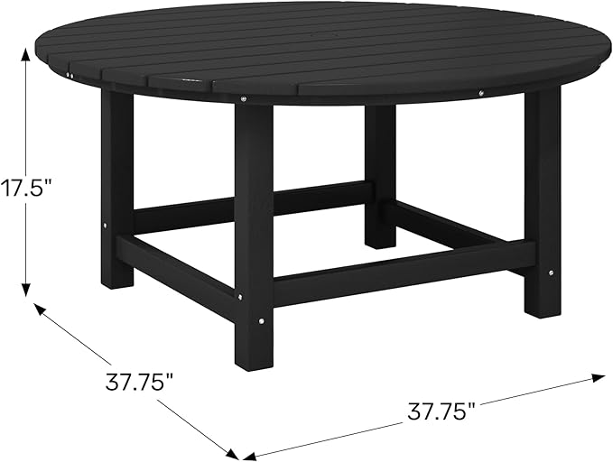 WestinTrends Malibu Low Outdoor HDPE Round Patio Coffee Table, Dark Green - Image 2