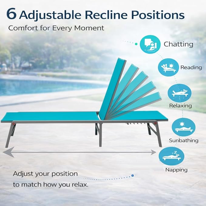 Kozyard Outdoor Foldable Lounge Chair, Aluminum Frame Patio Lounger - Image 4