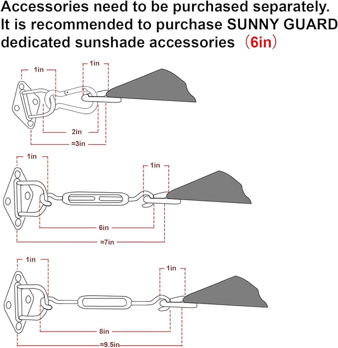 SUNNY GUARD Custom Size 5'x9' Butter Cream Sun Shade Sail Rectangle UV Block - Image 3