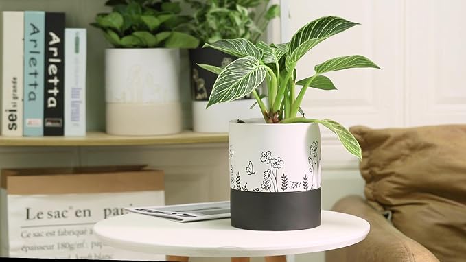 Nihow Self Watering Plant Pot: 6 Inch Ceramic Planter - Image 4