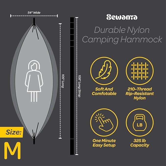 Durable Hammock 400 lb Capacity, Nylon Camping Hammock Chair - Image 7