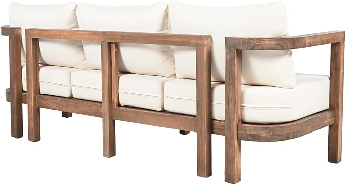 Christopher Knight Home Havets 74.75"W Outdoor 3 Seater Sofa, Acacia Wood Bench - Image 7