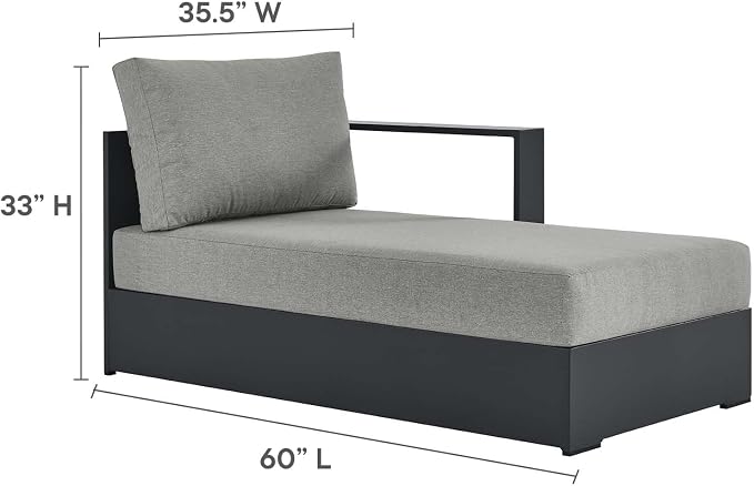 Modway Tahoe Modular Aluminum 2-Piece Outdoor Patio Furniture Gray, - Image 6