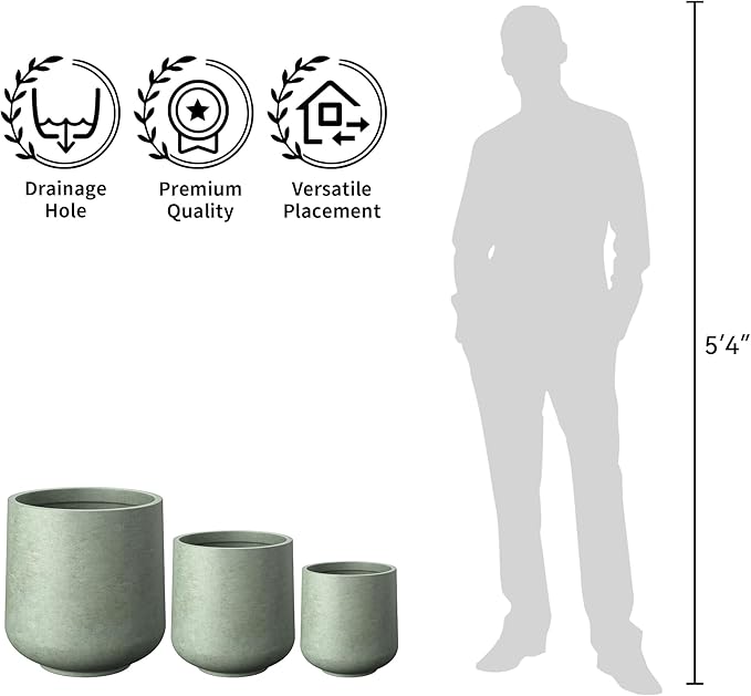 Kante 15.3"+11.6"+8.2" Dia Round Concrete Planter, Large Outdoor Indoor Planter - Image 7