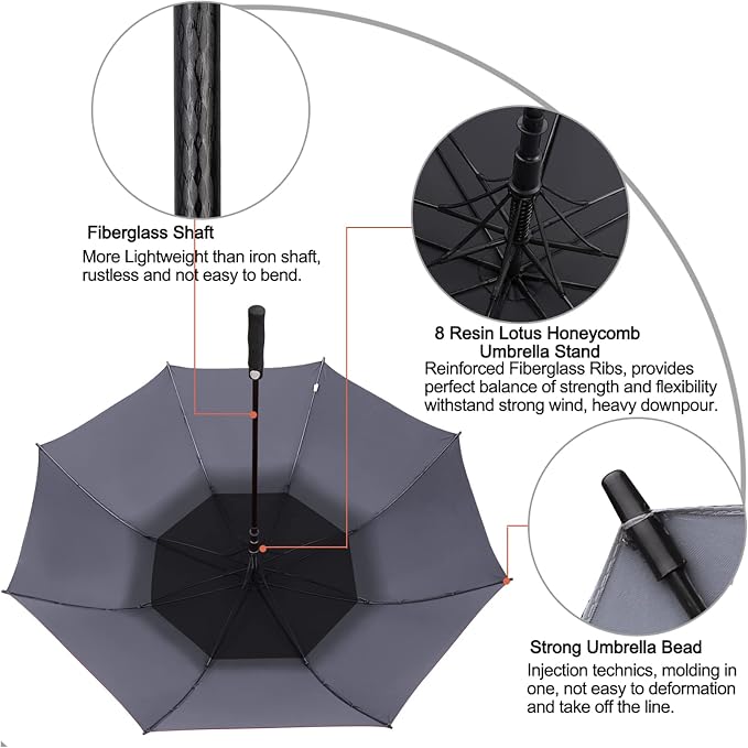 G4Free 47/54/62/68/72 Inch Automatic Open Golf Umbrella Oversize Extra Large - Image 4