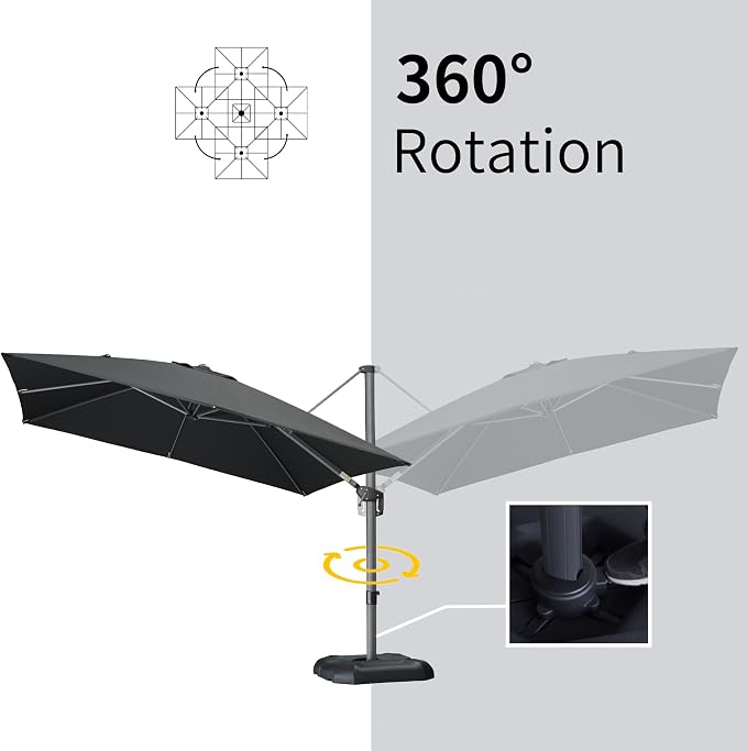 PURPLE LEAF 10' X 13' Patio Umbrella Outdoor Cantilever Rectangle Umbrella - Image 6