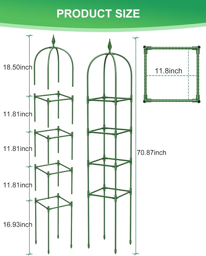 Garden Trellis for Climbing Plants Outdoor & Indoor - 6Ft Tall Rustproof Plant - Image 3