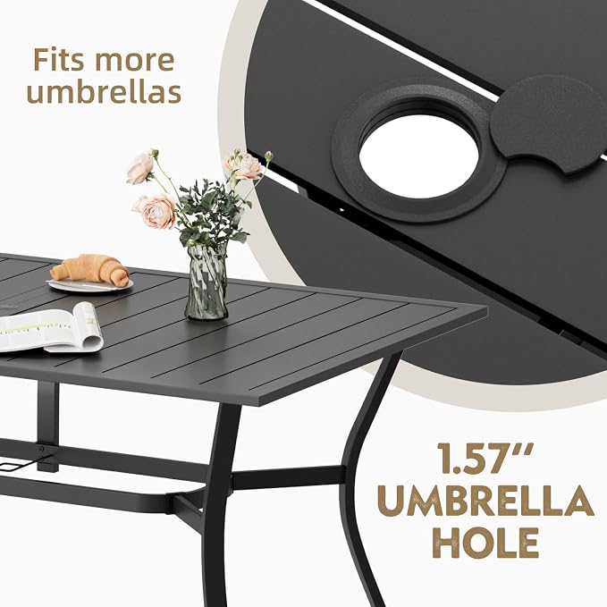 MELLCOM 7 Pieces Outdoor Dining Set, 6 Swivel Rocker Chairs - Image 9