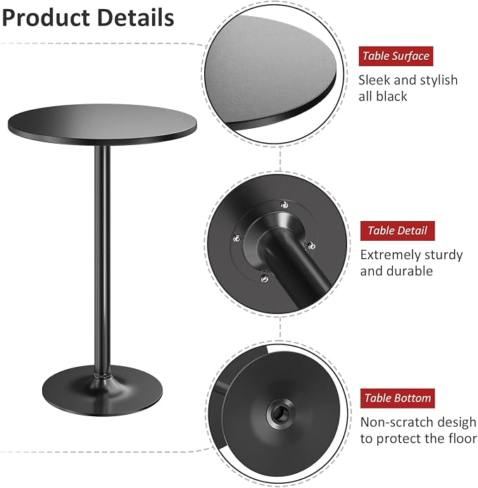 Furmax Bistro Pub Table Round Bar Height Cocktail Table - Image 4