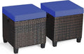 Tangkula 2 Pieces Outdoor Patio Ottoman, All Weather Rattan Wicker Ottoman Seat by TANGKULA