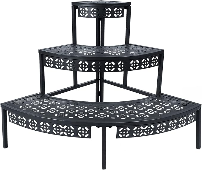 3 Tier Plant Stand Semi-Circular Flower Pot Organizer Rack Quarter Round Plant by Garden4you