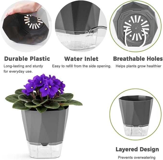 12 Pack Self Watering Plant Pots 6 Inches Self-Watering Planters - Image 4