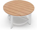 Outdoor Aluminum Round Coffee Table, All-Weather Patio Coffee Tables by Oasbira