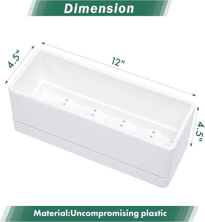 D'vine Dev 12 Inch Window Box Planter, Rectangle Plastic Herb Planter - Image 3