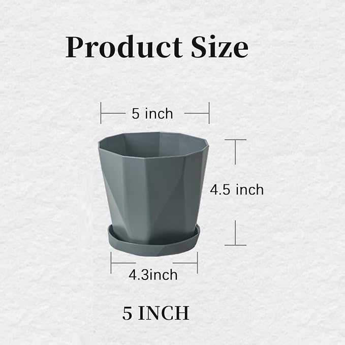 InmeRun Plant Pots Indoor Plastic Flower Pots Outdoor 5 inch Set of 12 Pack - Image 5