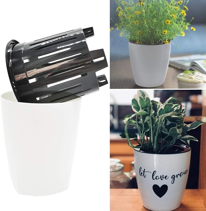 OJYUDD 8 Pack 4 Inch Self Watering Plastic Planter - Image 5
