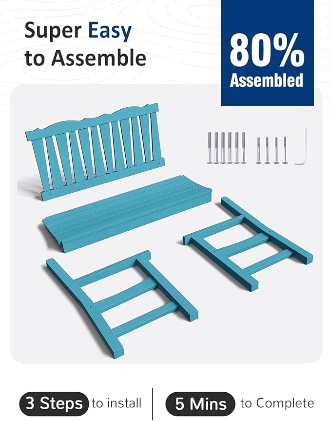 Outdoor Bench Set of 2, Weatherproof Garden Benches - Image 4