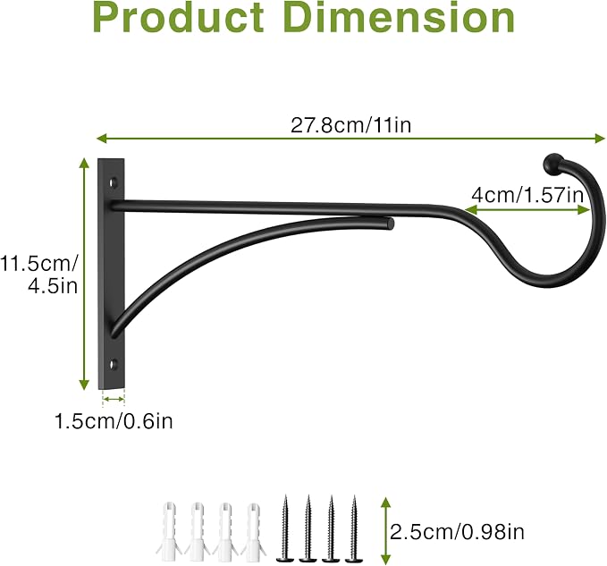 11 Inch 2 Pack Heavy Duty Plant Hangers Outdoor, Metal Plant Brackets - Image 4