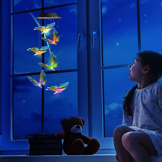 Toodour Solar Wind Chime, Color Changing Wind Chimes Butterfly, LED Decorative - Image 5