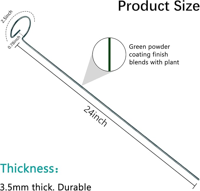 24 Inch 20 Packs Plant Support Stakes, Garden Single stemmed Plant Support - Image 3